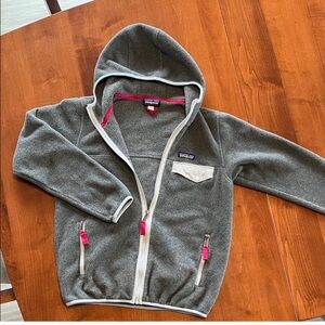 Patagonia Synchilla Fleece Zip Hoodie Gray w/ Pink Trim Women’s Small